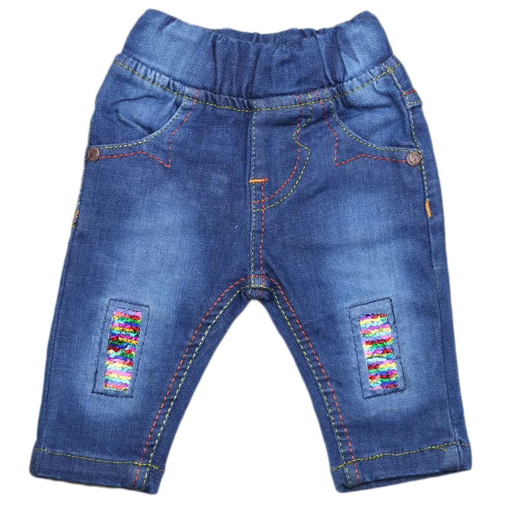 Newborn Girls Denim Pant - Dark Blue, Kids, Skirts And Pants, Chase Value, Chase Value