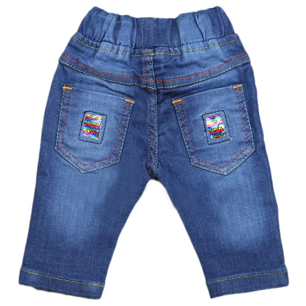 Newborn Girls Denim Pant - Dark Blue, Kids, Skirts And Pants, Chase Value, Chase Value