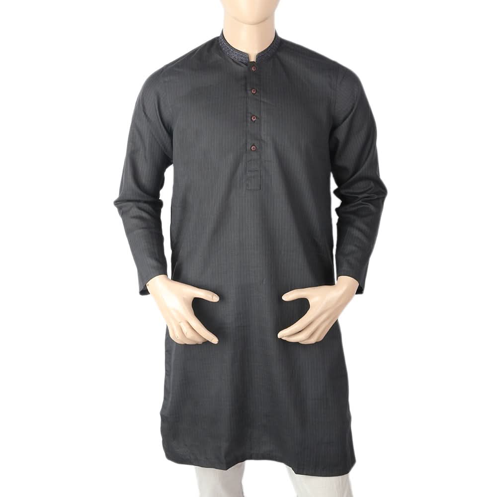 Men's Mashriq Slim Fit Kurta - Black, Men, Kurtas, Chase Value, Chase Value