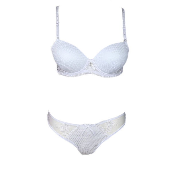 Women's Fancy Bra & Panty Set - White - test-store-for-chase-value
