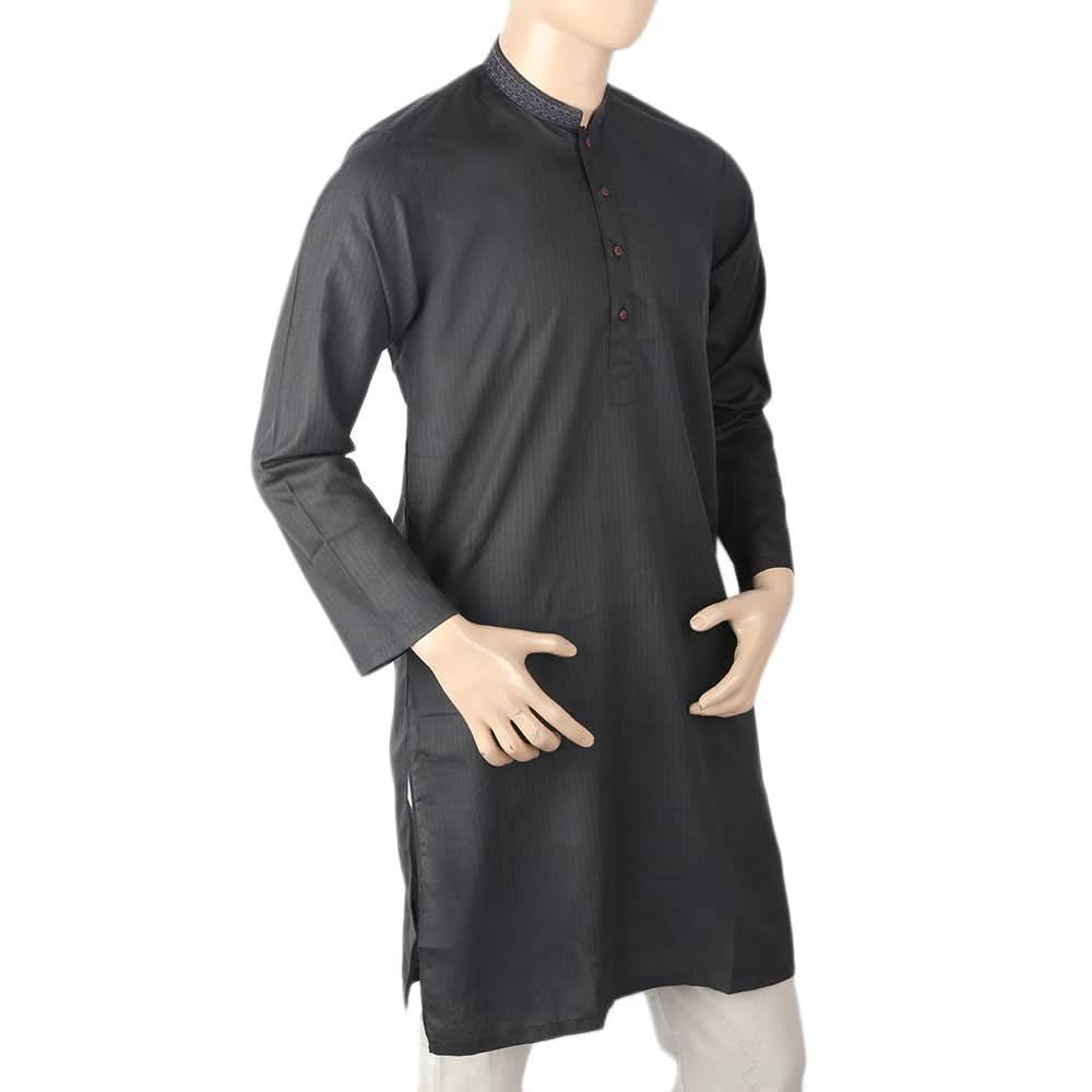 Men's Mashriq Slim Fit Kurta - Black, Men, Kurtas, Chase Value, Chase Value