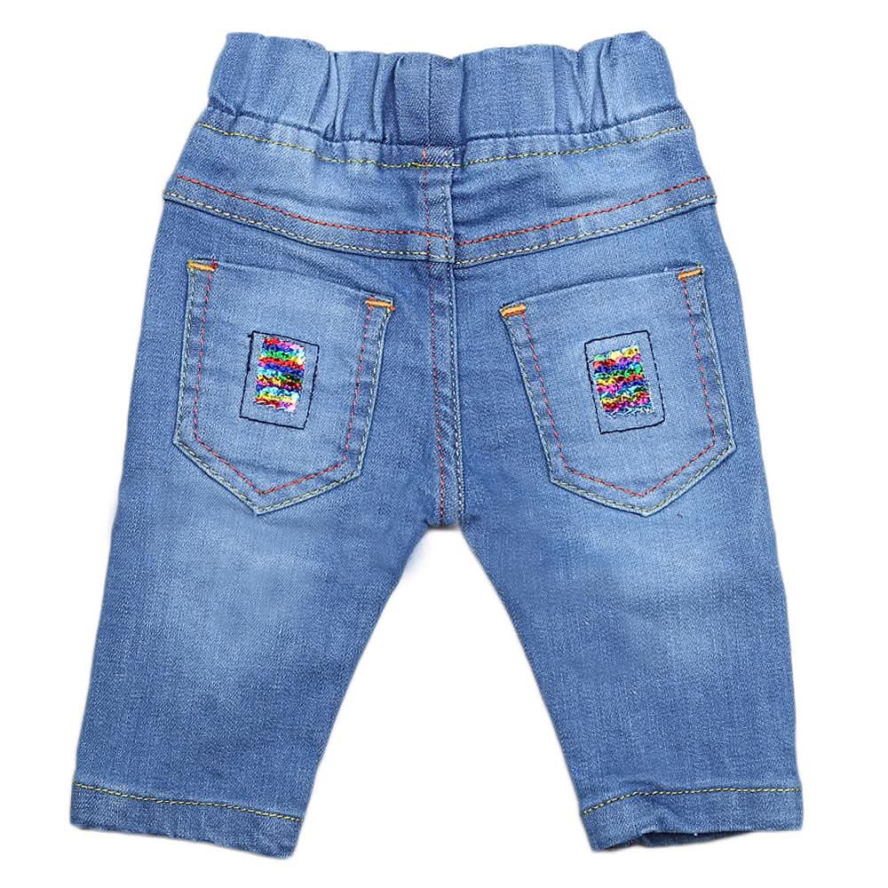 Newborn Girls Denim Pant - Blue, Kids, Skirts And Pants, Chase Value, Chase Value