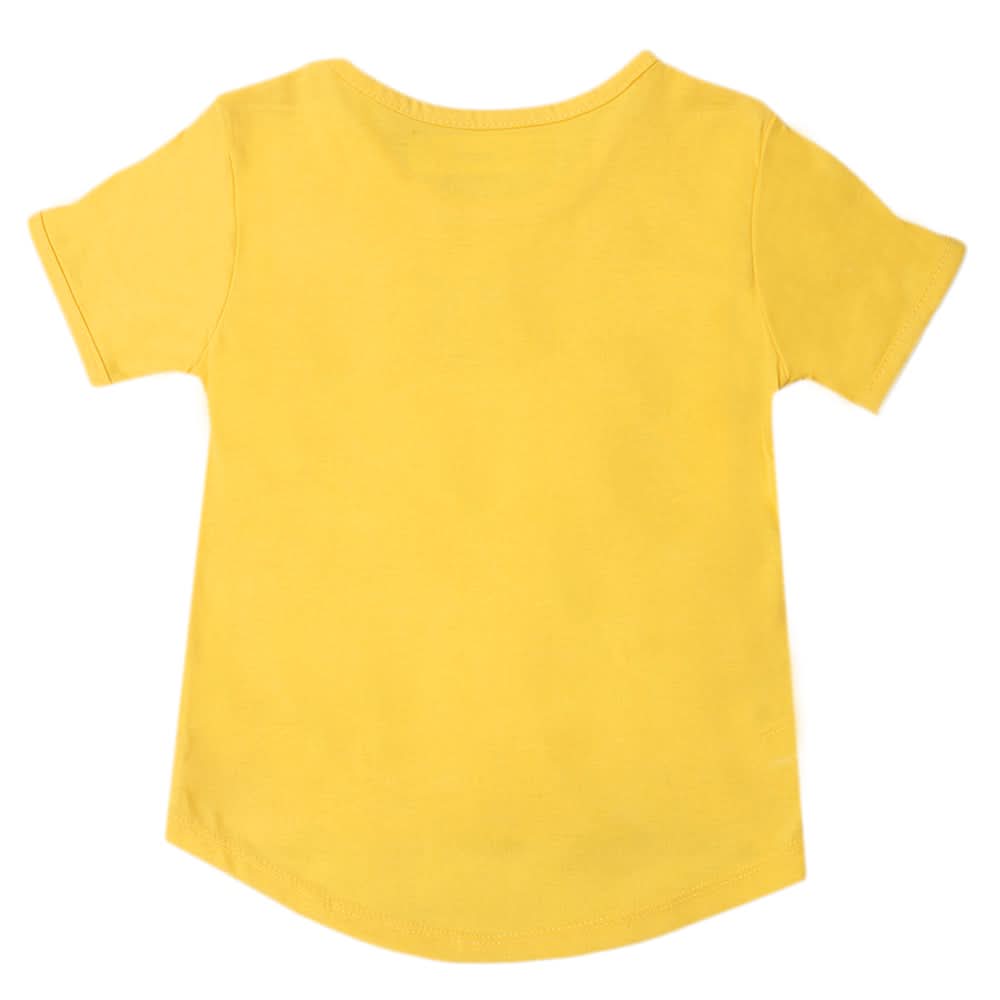Girls Half Sleeves T-Shirt - Yellow, Kids, Girls T-Shirts, Chase Value, Chase Value