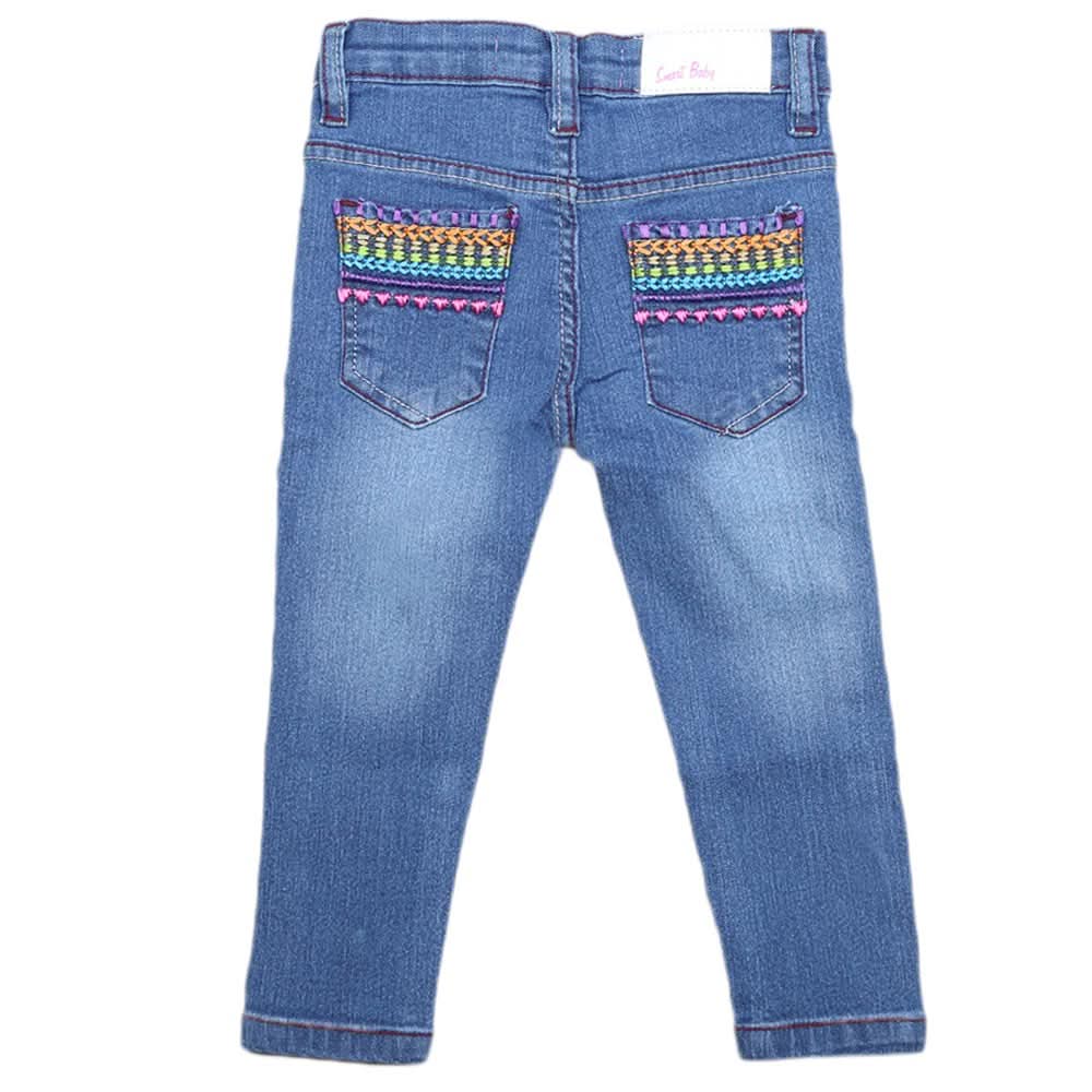 Girls Denim Pant - Blue, Kids, Pants And Capri, Chase Value, Chase Value