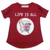 Girls Half Sleeves T-Shirt - Maroon, Kids, Girls T-Shirts, Chase Value, Chase Value