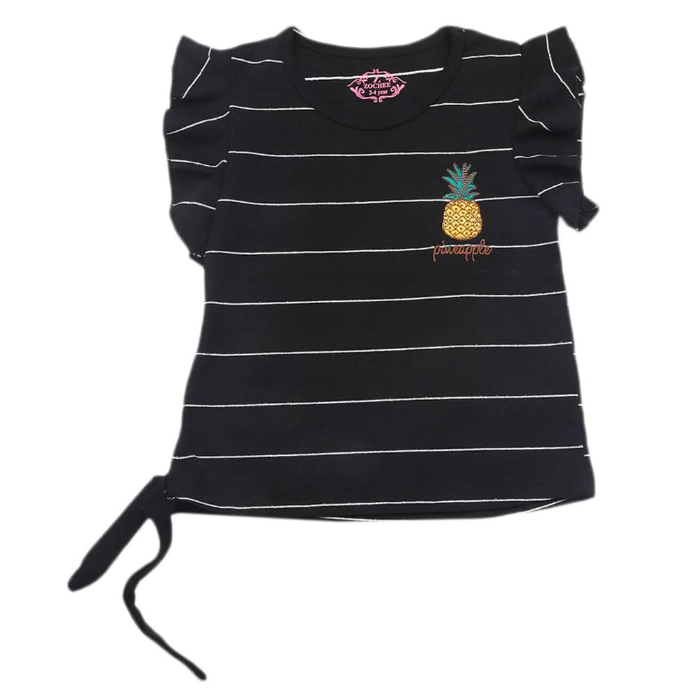 Girls Half Sleeves T-Shirt - Black, Kids, Girls T-Shirts, Chase Value, Chase Value
