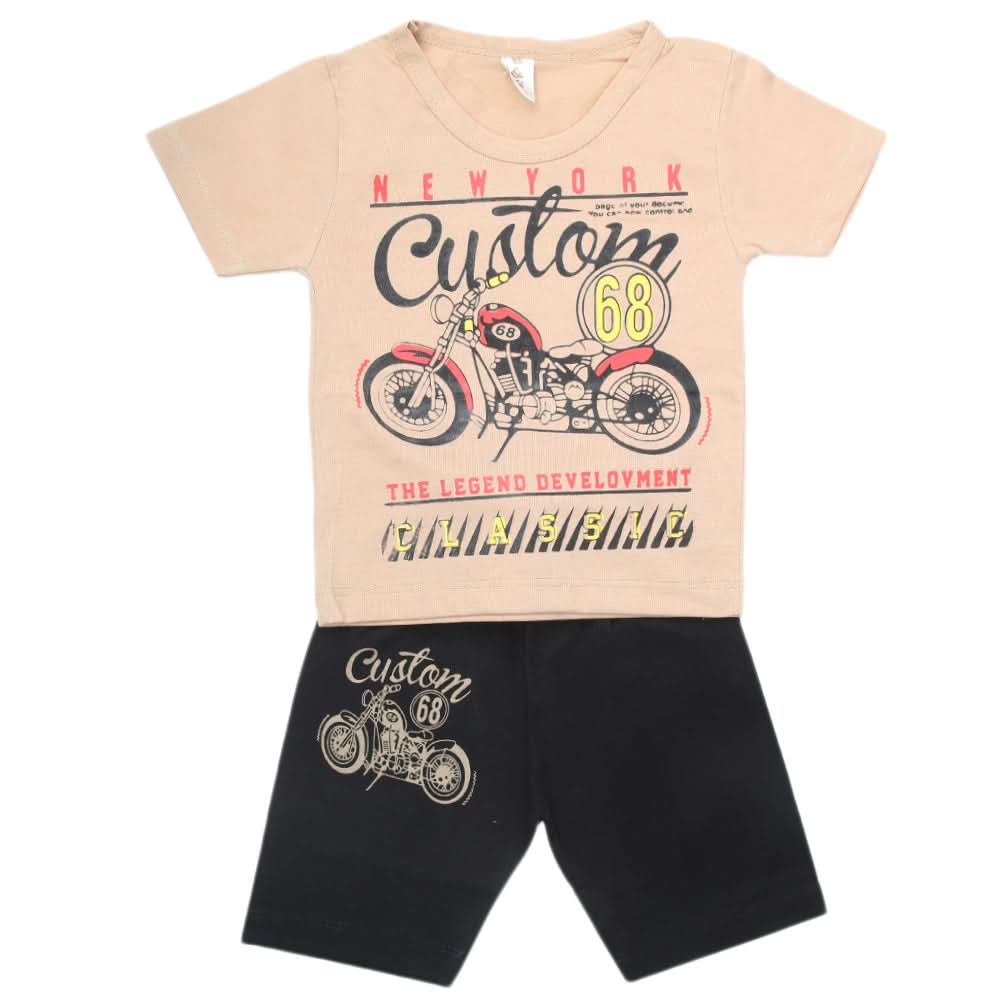 Boys Half Sleeves Short Suit - Brown, Kids, Boys Sets And Suits, Chase Value, Chase Value