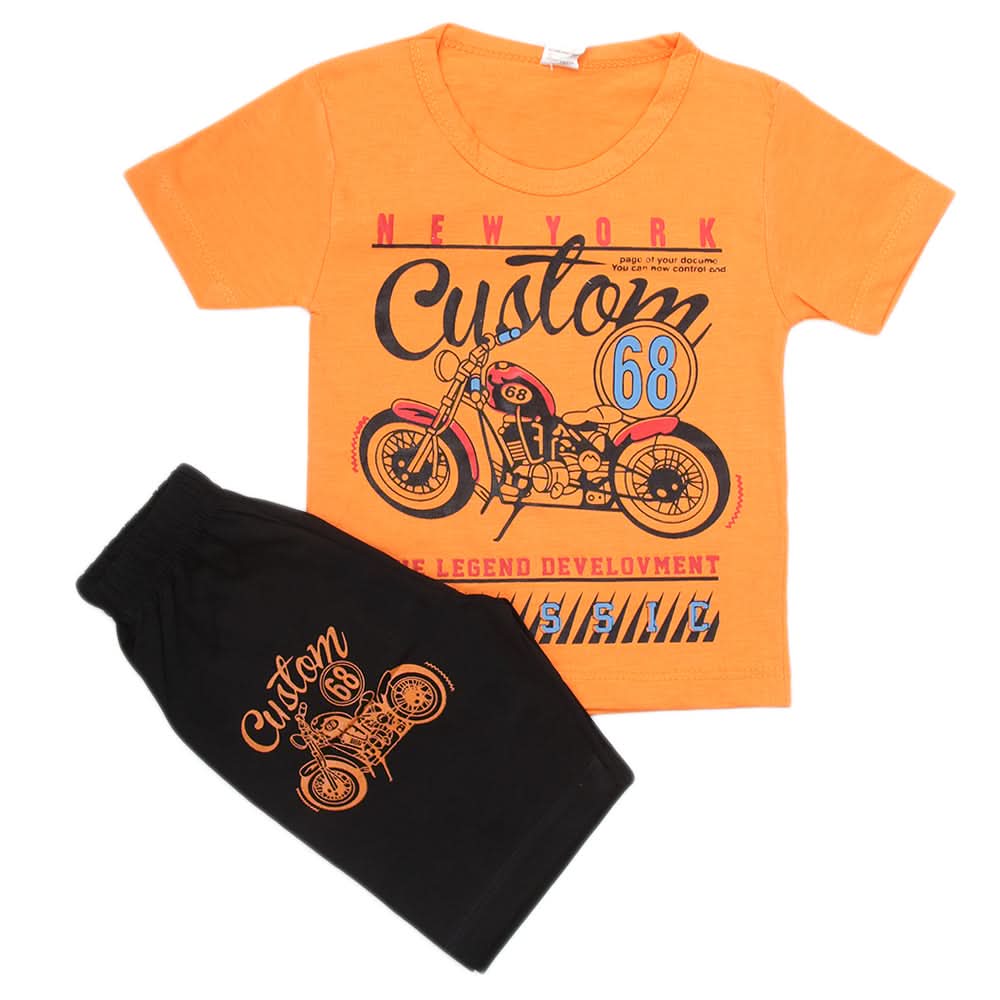 Boys Half Sleeves Short Suit - Orange, Kids, Boys Sets And Suits, Chase Value, Chase Value