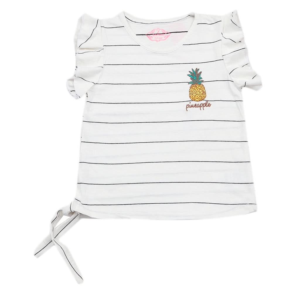 Girls Half Sleeves T-Shirt - White, Kids, Girls T-Shirts, Chase Value, Chase Value