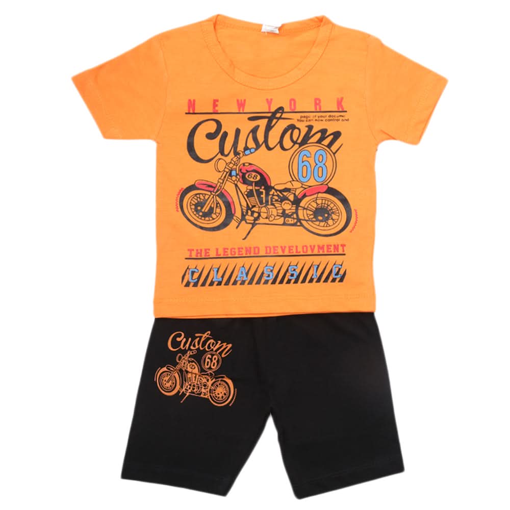 Boys Half Sleeves Short Suit - Orange, Kids, Boys Sets And Suits, Chase Value, Chase Value