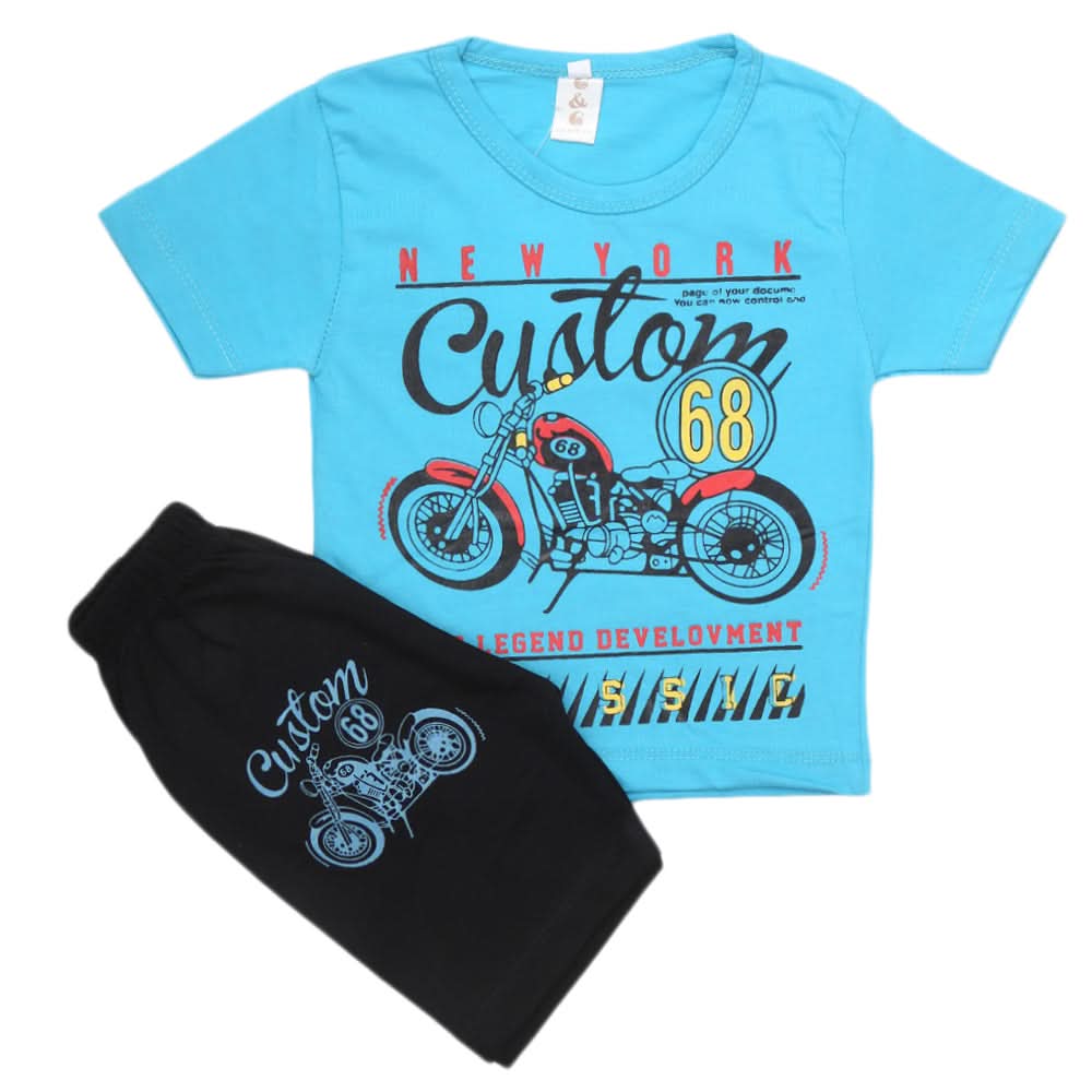 Boys Half Sleeves Short Suit - Sky Blue, Kids, Boys Sets And Suits, Chase Value, Chase Value