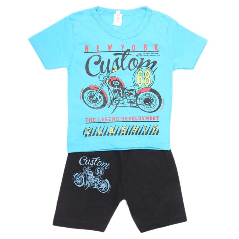 Boys Half Sleeves Short Suit - Sky Blue, Kids, Boys Sets And Suits, Chase Value, Chase Value