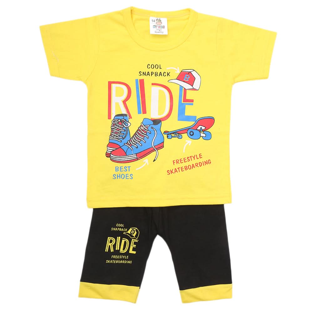 Boys Half Sleeves Short Suit  - Yellow, Kids, Boys Sets And Suits, Chase Value, Chase Value