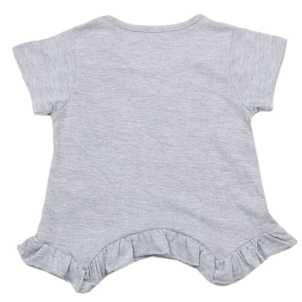Girls Half Sleeves T-Shirt - Light Grey, Kids, Girls T-Shirts, Chase Value, Chase Value