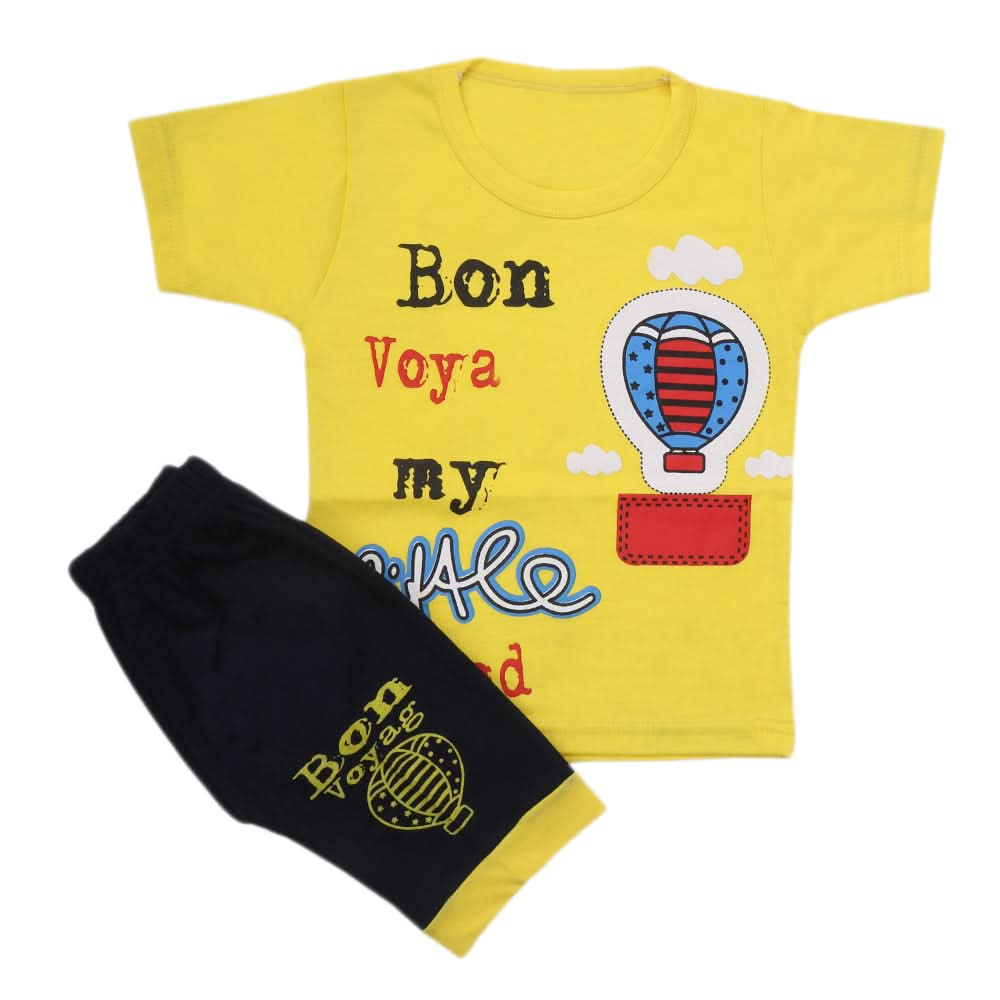 Boys Half Sleeves Short Suit  - Yellow, Kids, Boys Sets And Suits, Chase Value, Chase Value