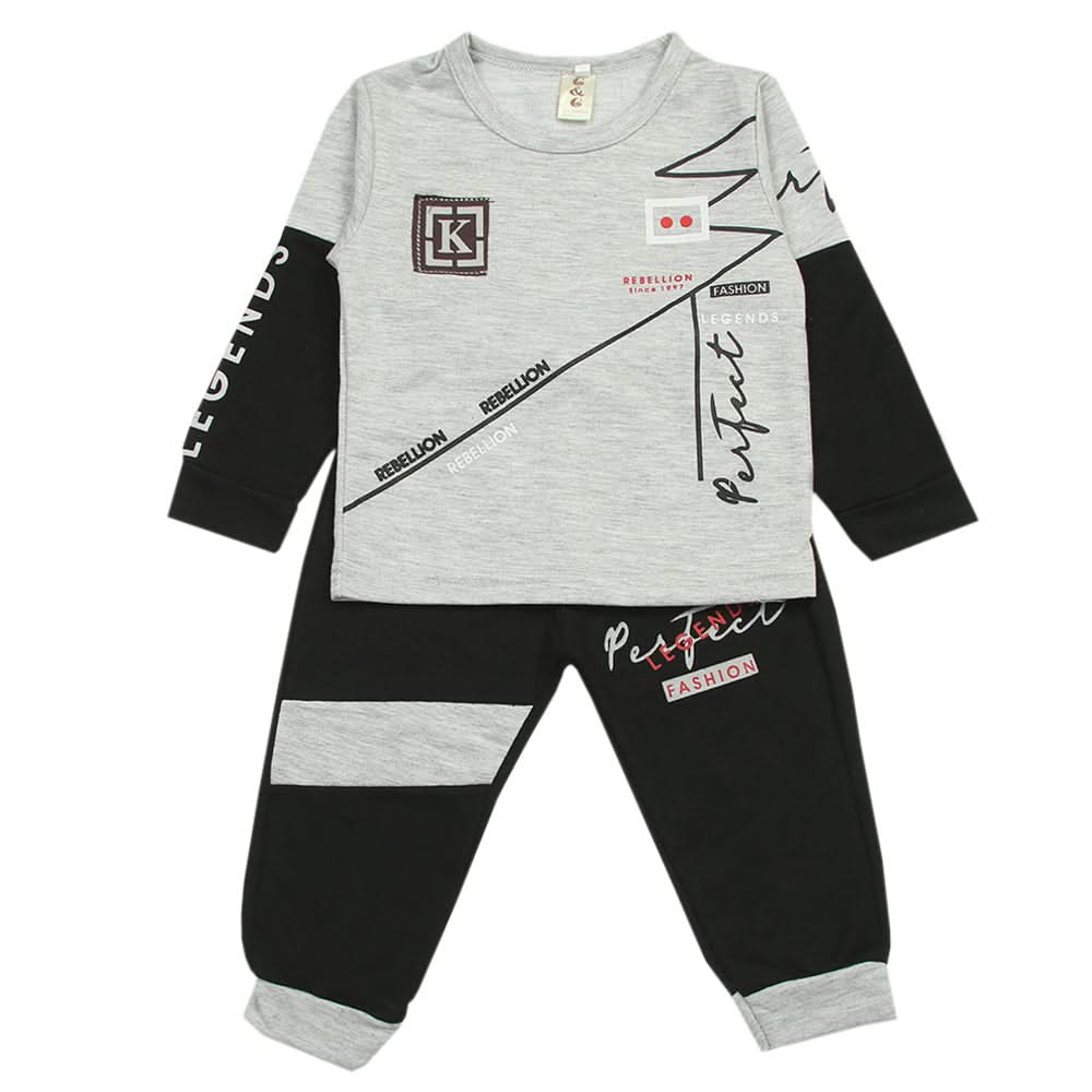 Boys Full Sleeves Pajama Suit - Light Grey, Boys Sets & Suits, Chase Value, Chase Value