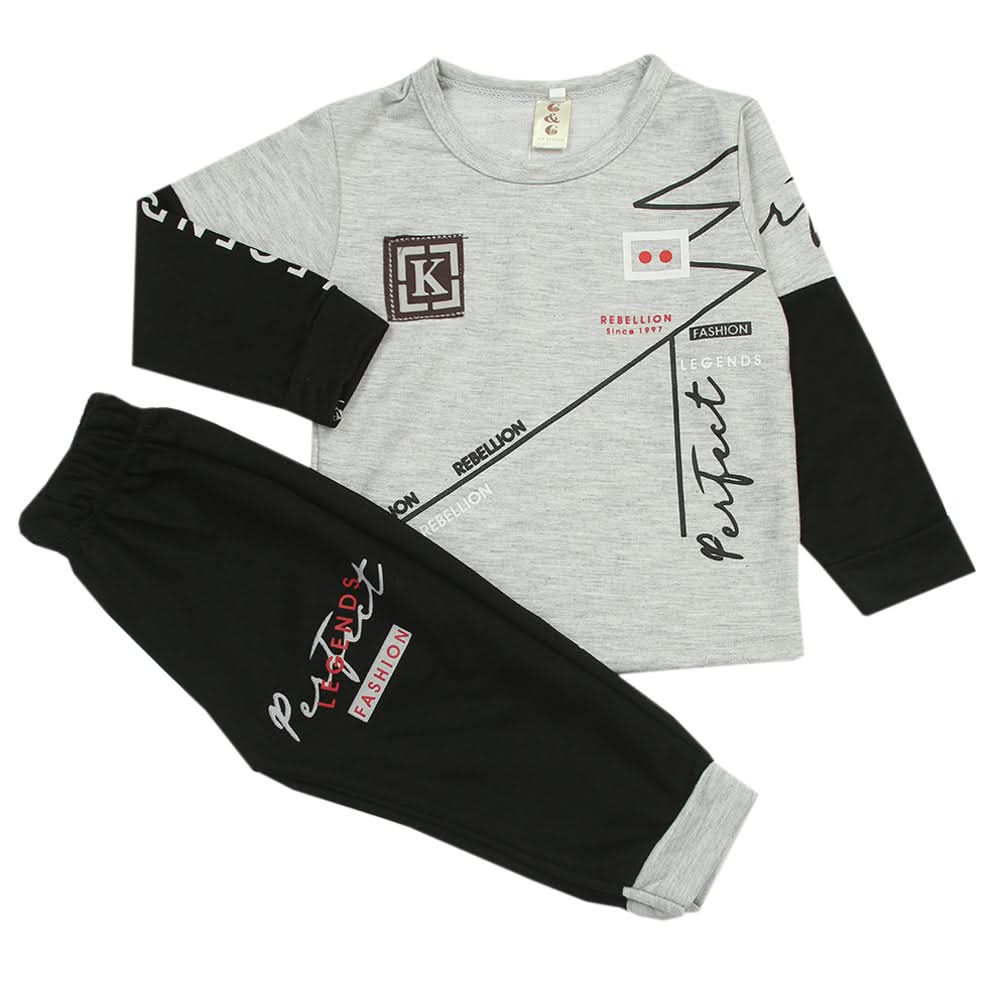 Boys Full Sleeves Pajama Suit - Light Grey, Boys Sets & Suits, Chase Value, Chase Value