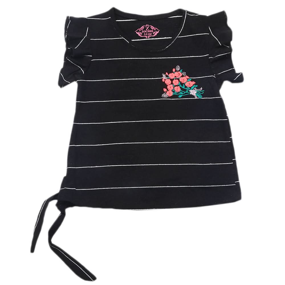 Girls Half Sleeves T-Shirt - Black, Kids, Girls T-Shirts, Chase Value, Chase Value