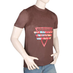 Men's Half Sleeves Round Neck T-Shirt - Dark Brown, Men, T-Shirts And Polos, Chase Value, Chase Value
