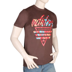Men's Half Sleeves Round Neck T-Shirt - Dark Brown, Men, T-Shirts And Polos, Chase Value, Chase Value