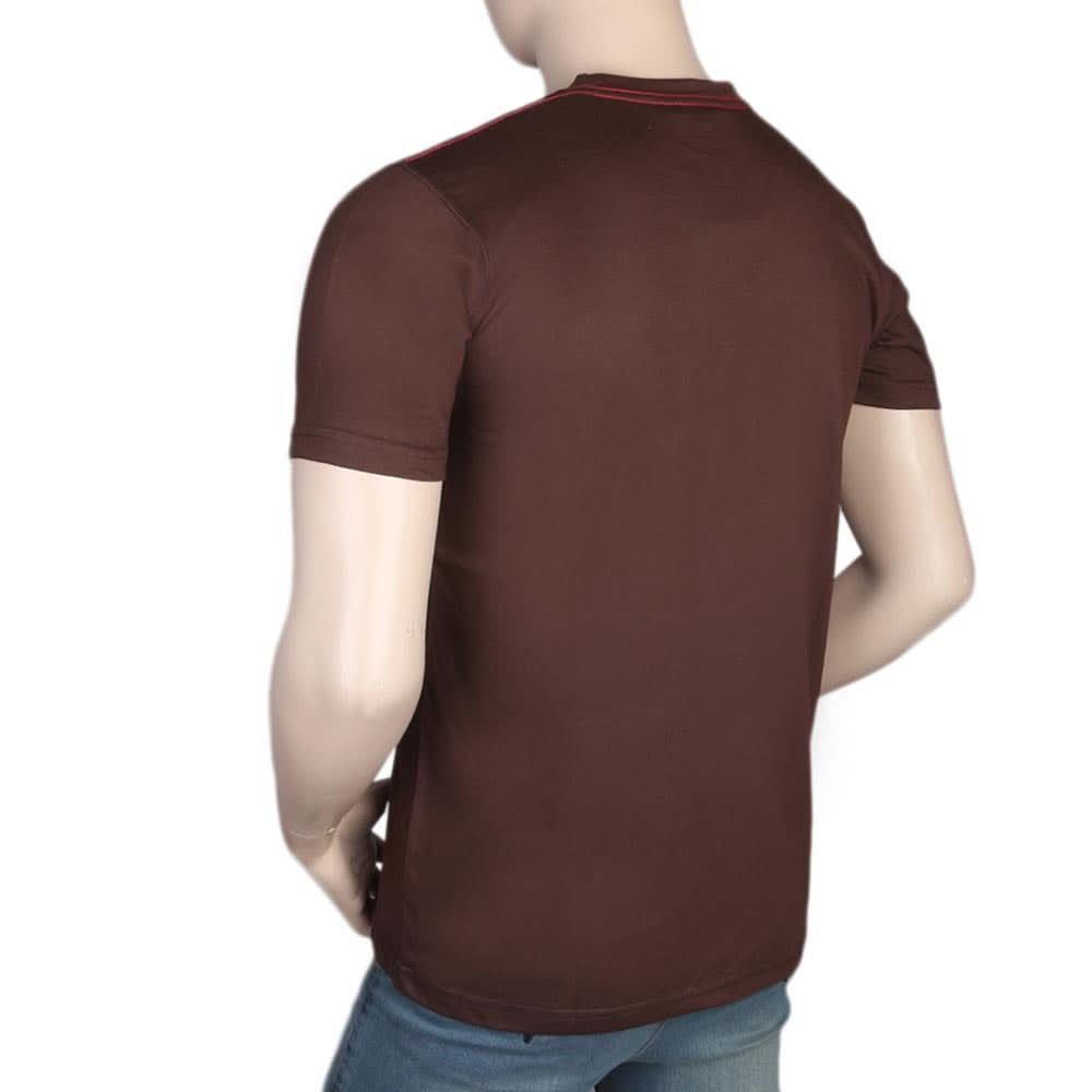 Men's Half Sleeves Round Neck T-Shirt - Dark Brown, Men, T-Shirts And Polos, Chase Value, Chase Value