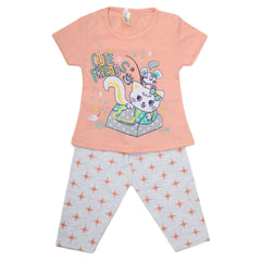 Girls Half Sleeves Suit With Tights - Peach, Kids, Girls Sets And Suits, Chase Value, Chase Value