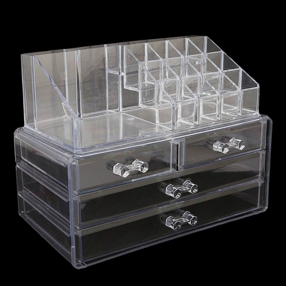 Acrylic Cosmetic Makeup Organizer Storage Box - White, Home & Lifestyle, Storage Boxes, Chase Value, Chase Value