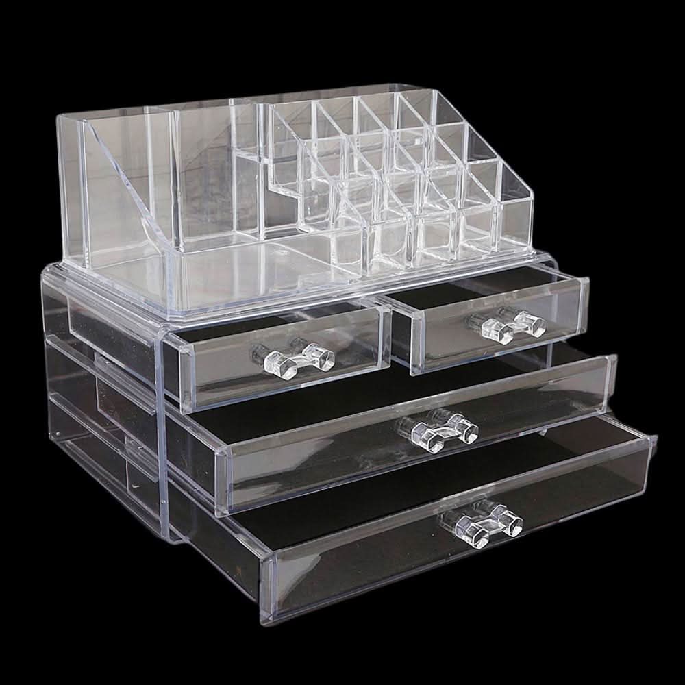 Acrylic Cosmetic Makeup Organizer Storage Box - White, Home & Lifestyle, Storage Boxes, Chase Value, Chase Value