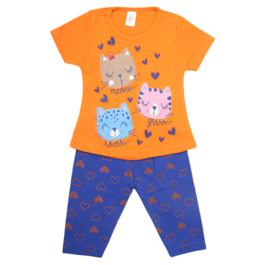 Girls Half Sleeves Suit With Tights - Orange, Kids, Girls Sets And Suits, Chase Value, Chase Value