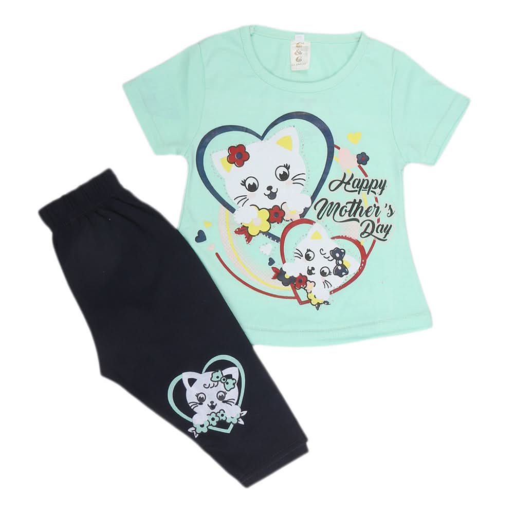 Girls Half Sleeves Tights Suits - Green, Kids, Girls Sets And Suits, Chase Value, Chase Value