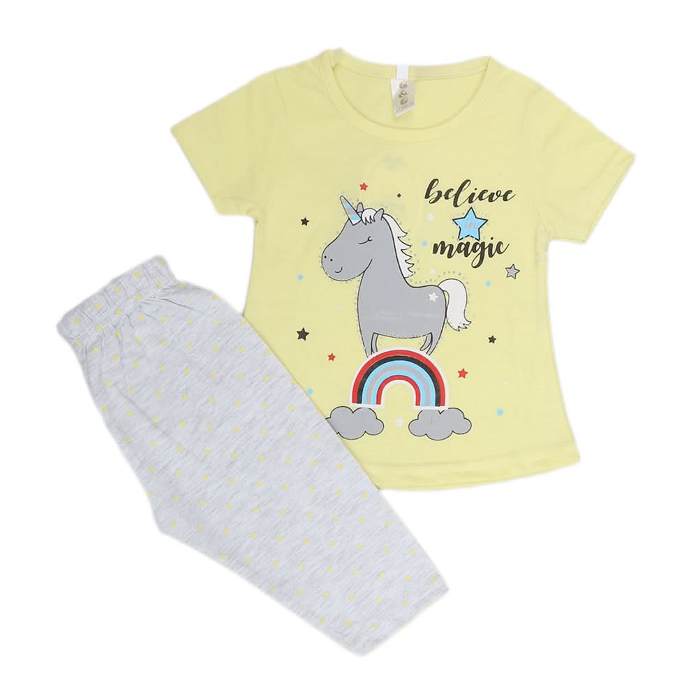 Girls Half Sleeves Tighs Suits - Yellow, Kids, Girls Sets And Suits, Chase Value, Chase Value