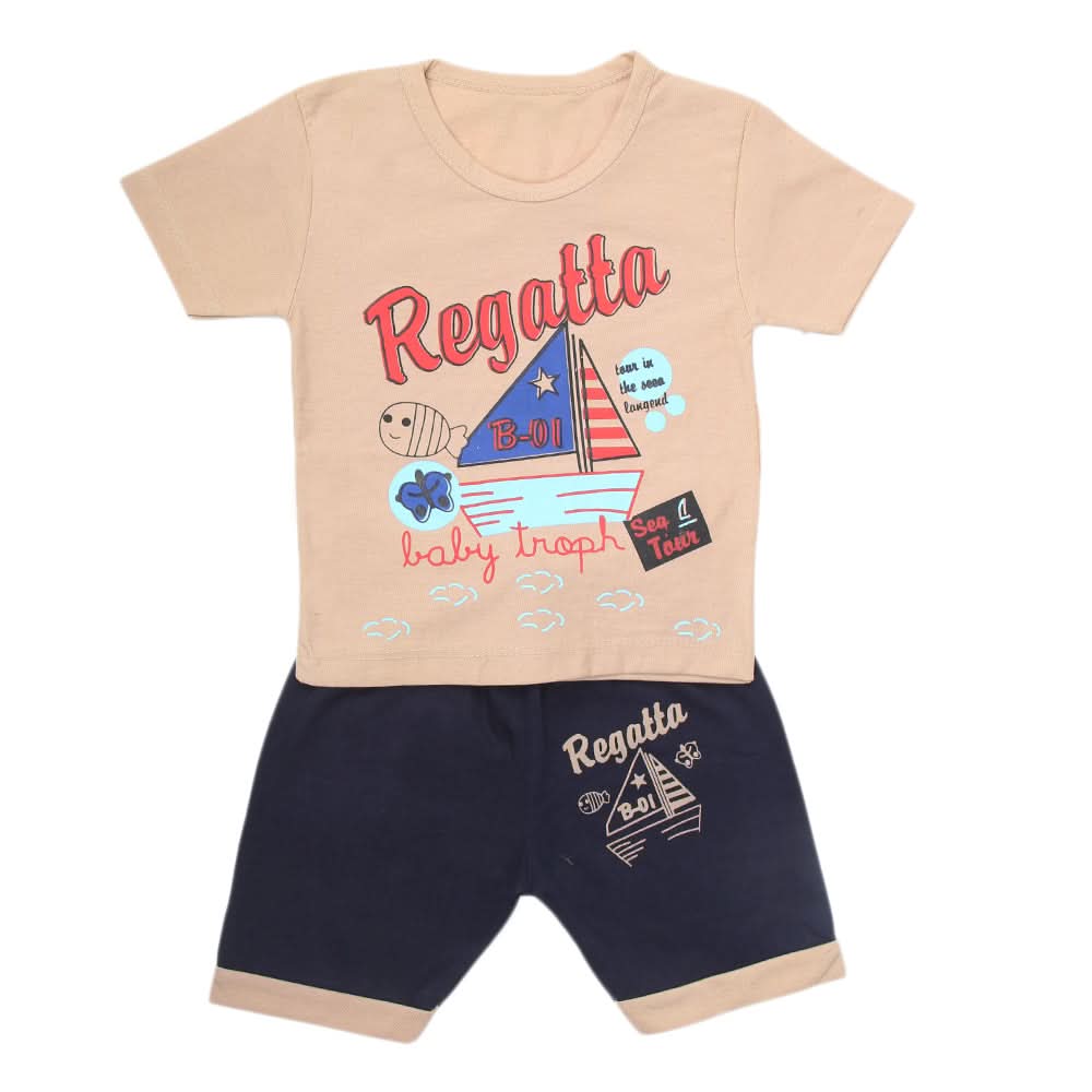 Boys Half Sleeves Short Suit  - Brown, Kids, Boys Sets And Suits, Chase Value, Chase Value