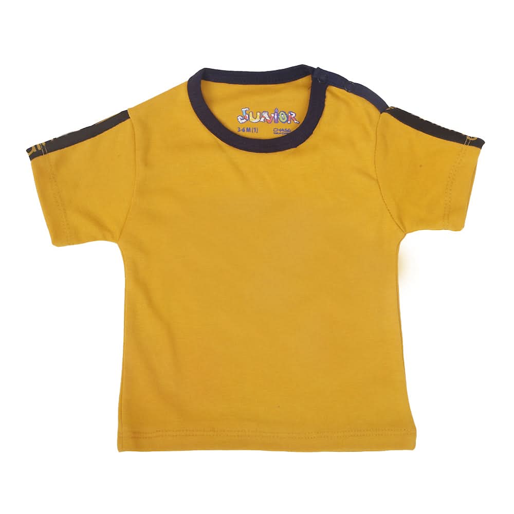 Newborn Boys Round Neck Half Sleeves T-Shirt - Yellow, Kids, NB Boys Shirts And T-Shirts, Chase Value, Chase Value
