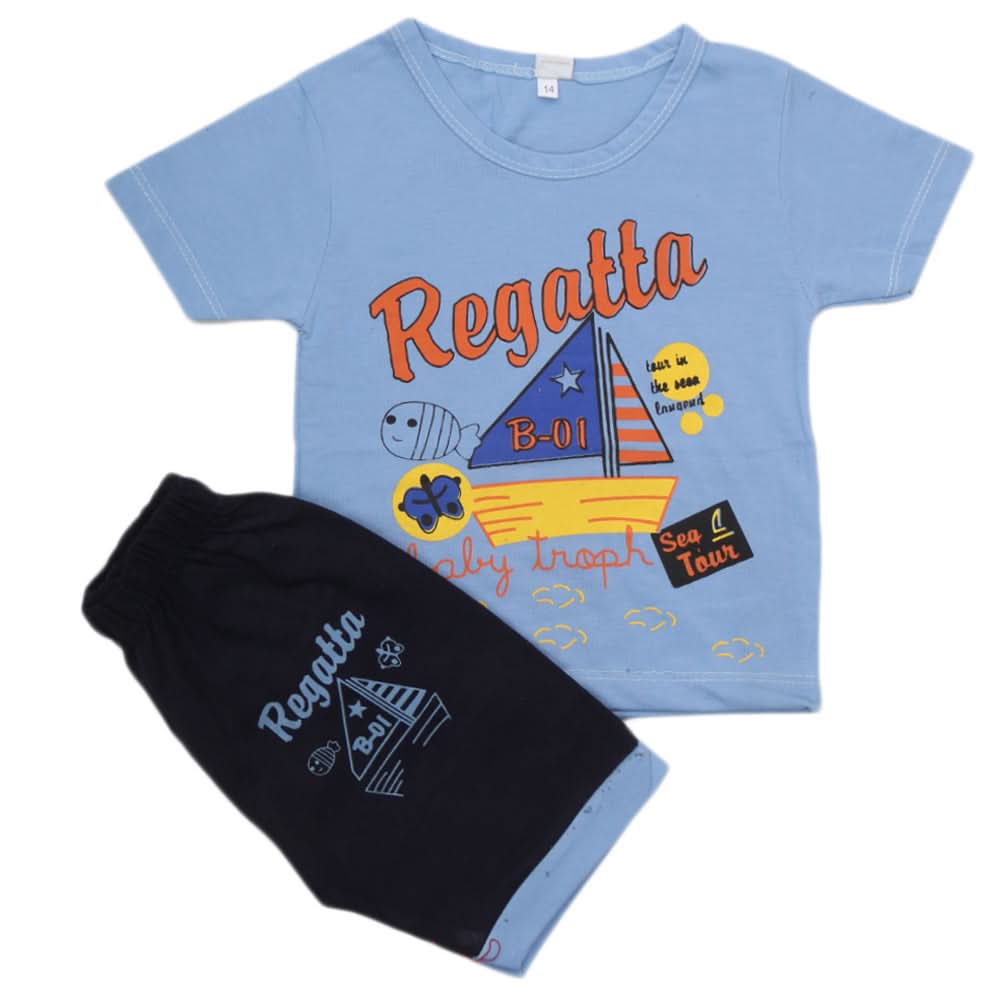 Boys Half Sleeves Short Suit  - Blue, Kids, Boys Sets And Suits, Chase Value, Chase Value
