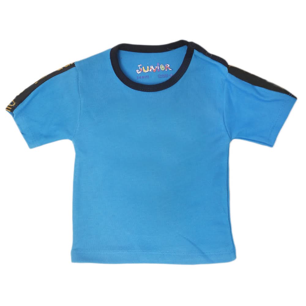 Newborn Boys Round Neck Half Sleeves T-Shirt - Blue, Kids, NB Boys Shirts And T-Shirts, Chase Value, Chase Value