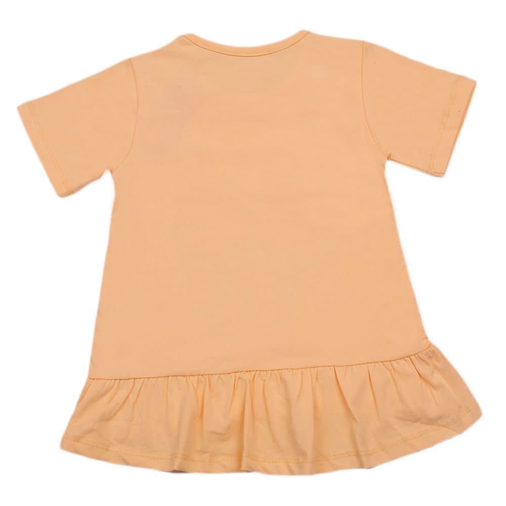 Girls Half Sleeves T-Shirt - Peach, Kids, Girls T-Shirts, Chase Value, Chase Value