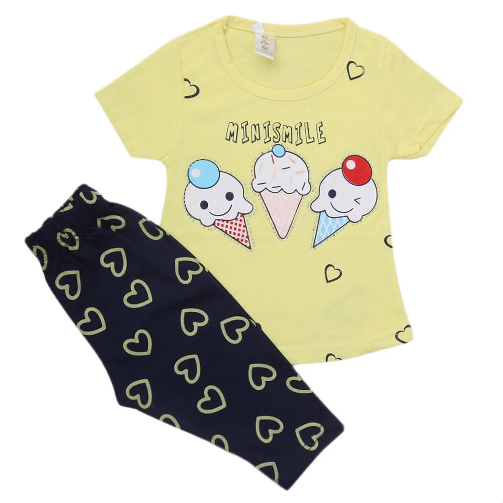 Girls Half Sleeves Suit With Tights - Yellow, Kids, Girls Sets And Suits, Chase Value, Chase Value