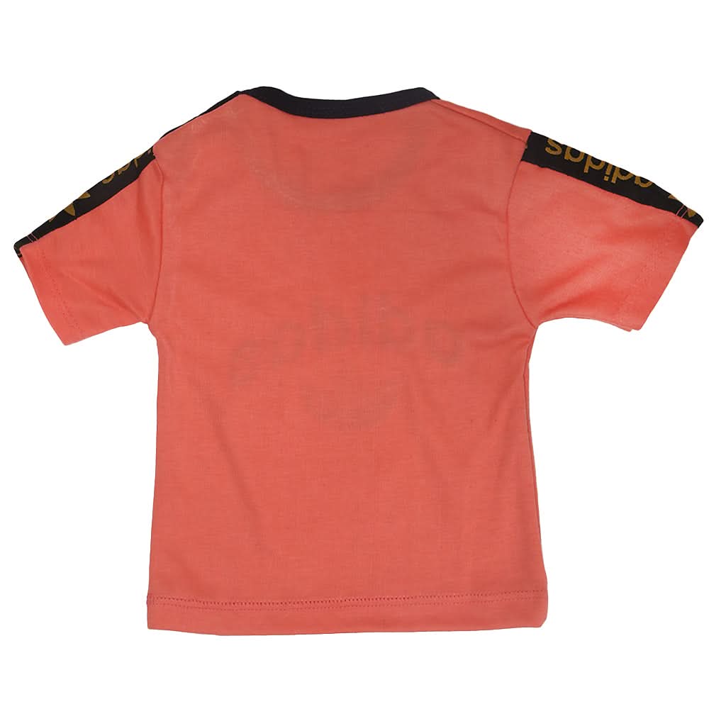 Newborn Boys Round Neck Half Sleeves T-Shirt - Peach, Kids, NB Boys Shirts And T-Shirts, Chase Value, Chase Value