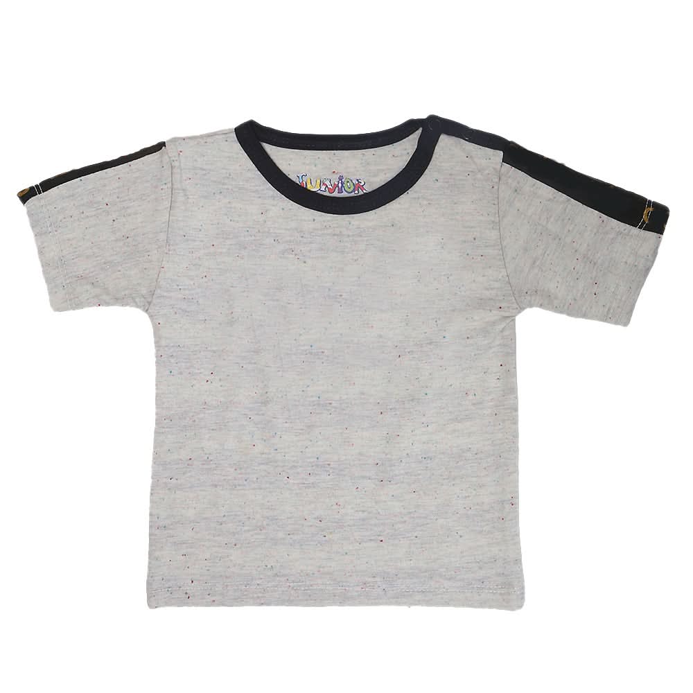 Newborn Boys Round Neck Half Sleeves T-Shirt - Light Grey, Kids, NB Boys Shirts And T-Shirts, Chase Value, Chase Value