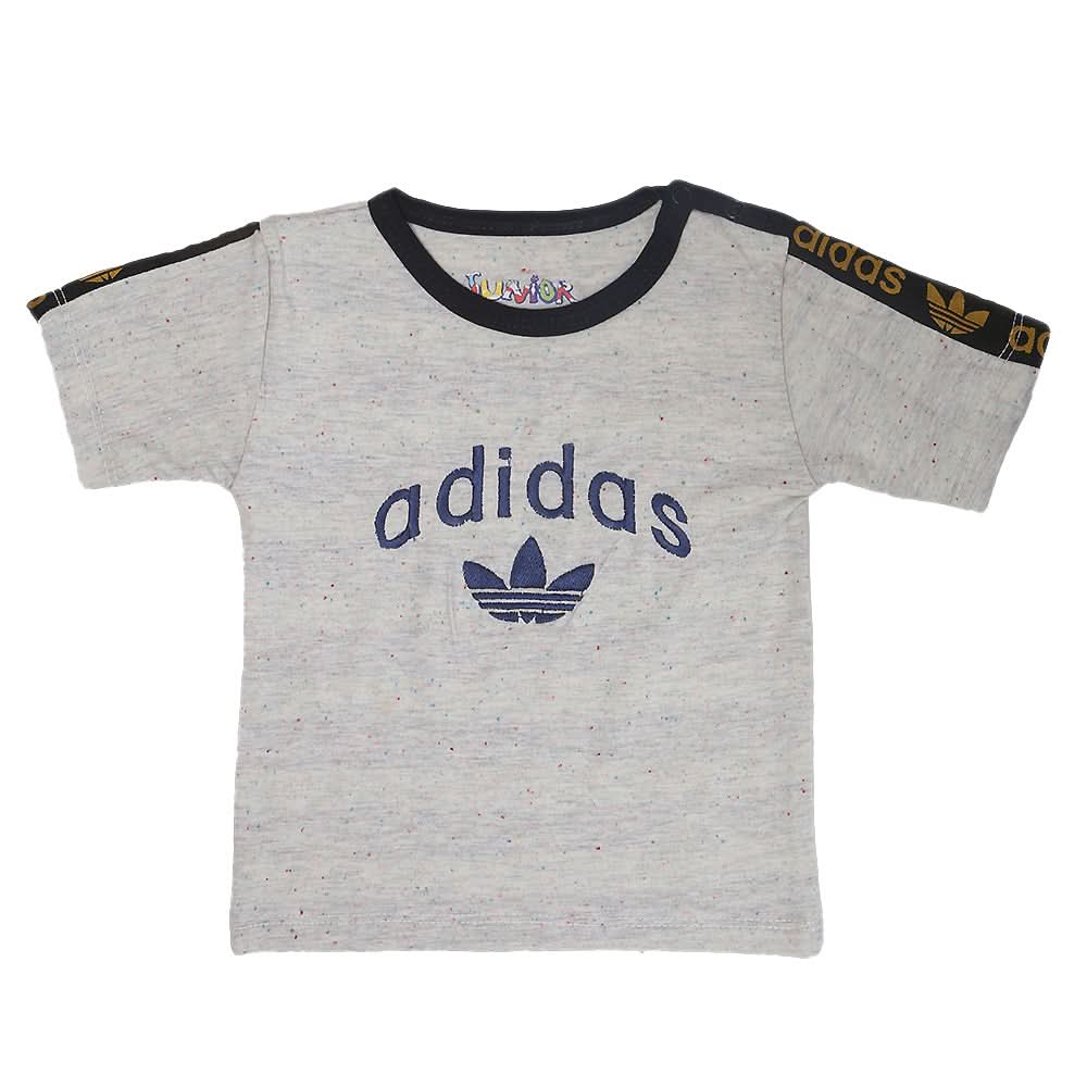 Newborn Boys Round Neck Half Sleeves T-Shirt - Light Grey, Kids, NB Boys Shirts And T-Shirts, Chase Value, Chase Value