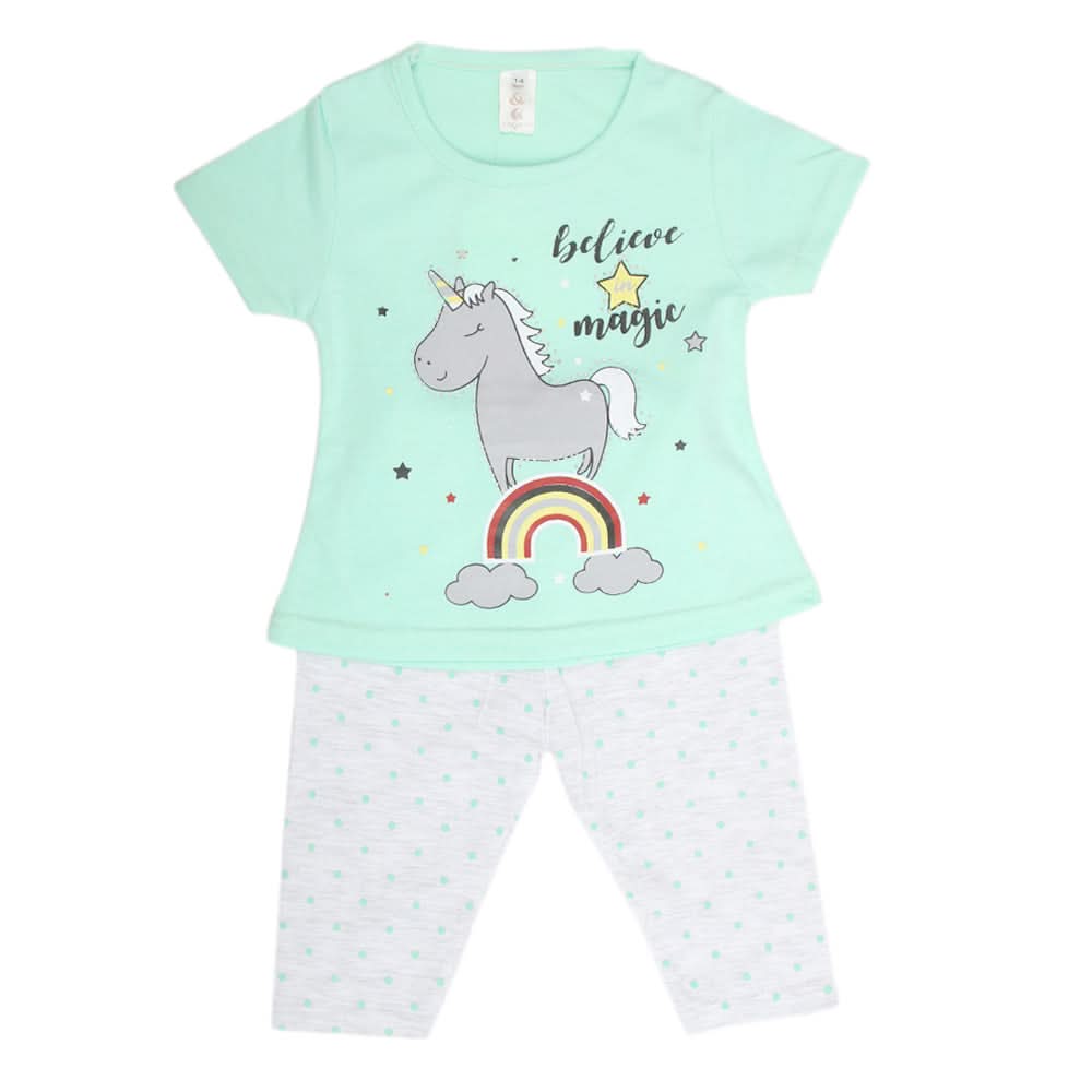 Girls Half Sleeves Tighs Suits - Cyan, Kids, Girls Sets And Suits, Chase Value, Chase Value