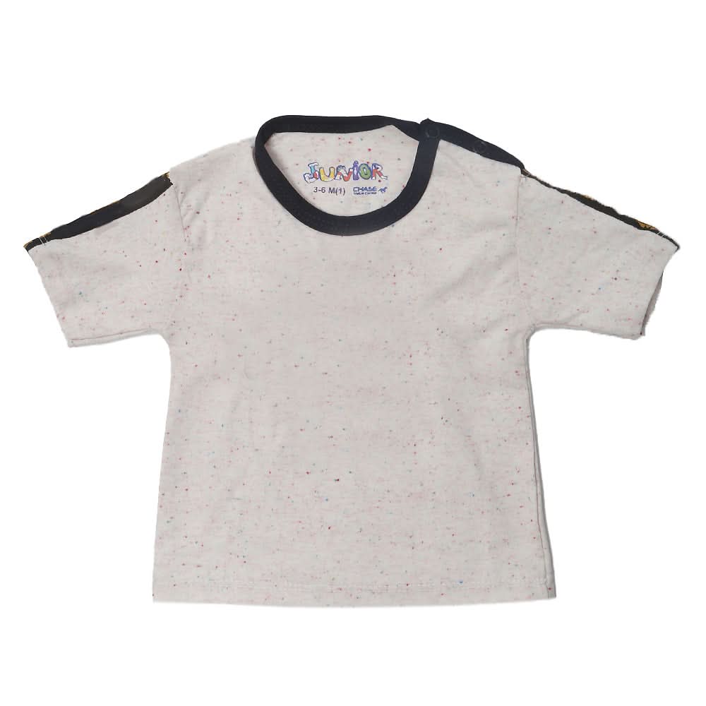 Newborn Boys Round Neck Half Sleeves T-Shirt - White, Kids, NB Boys Shirts And T-Shirts, Chase Value, Chase Value