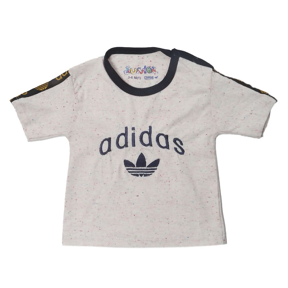 Newborn Boys Round Neck Half Sleeves T-Shirt - White, Kids, NB Boys Shirts And T-Shirts, Chase Value, Chase Value
