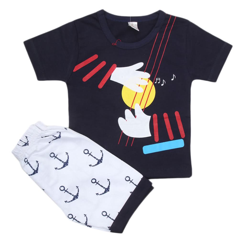 Boys Half Sleeves Short Suit - Navy Blue, Kids, Boys Sets And Suits, Chase Value, Chase Value