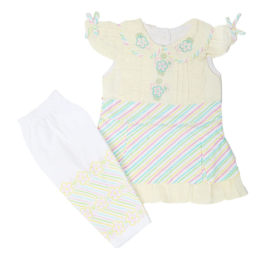 Newborn Girls Half Sleeves Suit - Yellow, Kids, Newborn Girls Sets And Suits, Chase Value, Chase Value