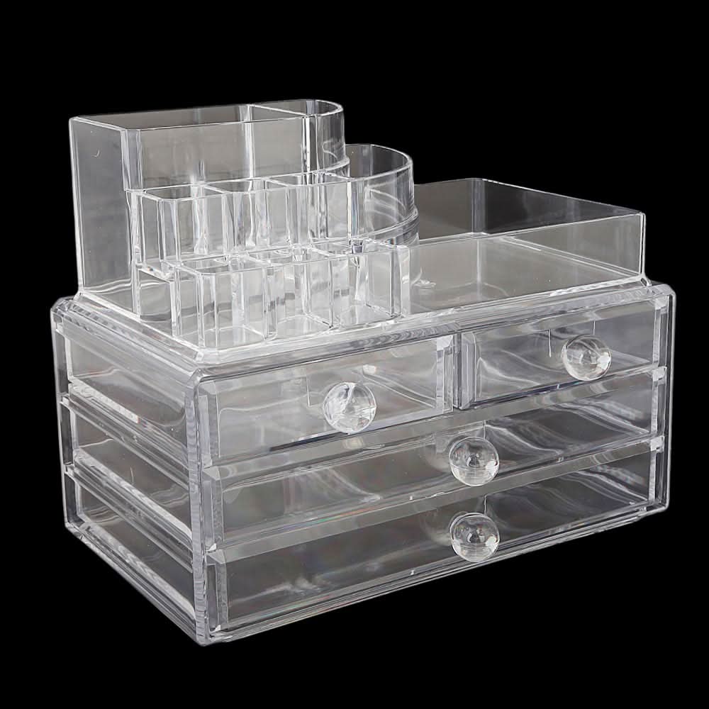 Acrylic Cosmetic Makeup Organizer Storage Box - White, Home & Lifestyle, Storage Boxes, Chase Value, Chase Value