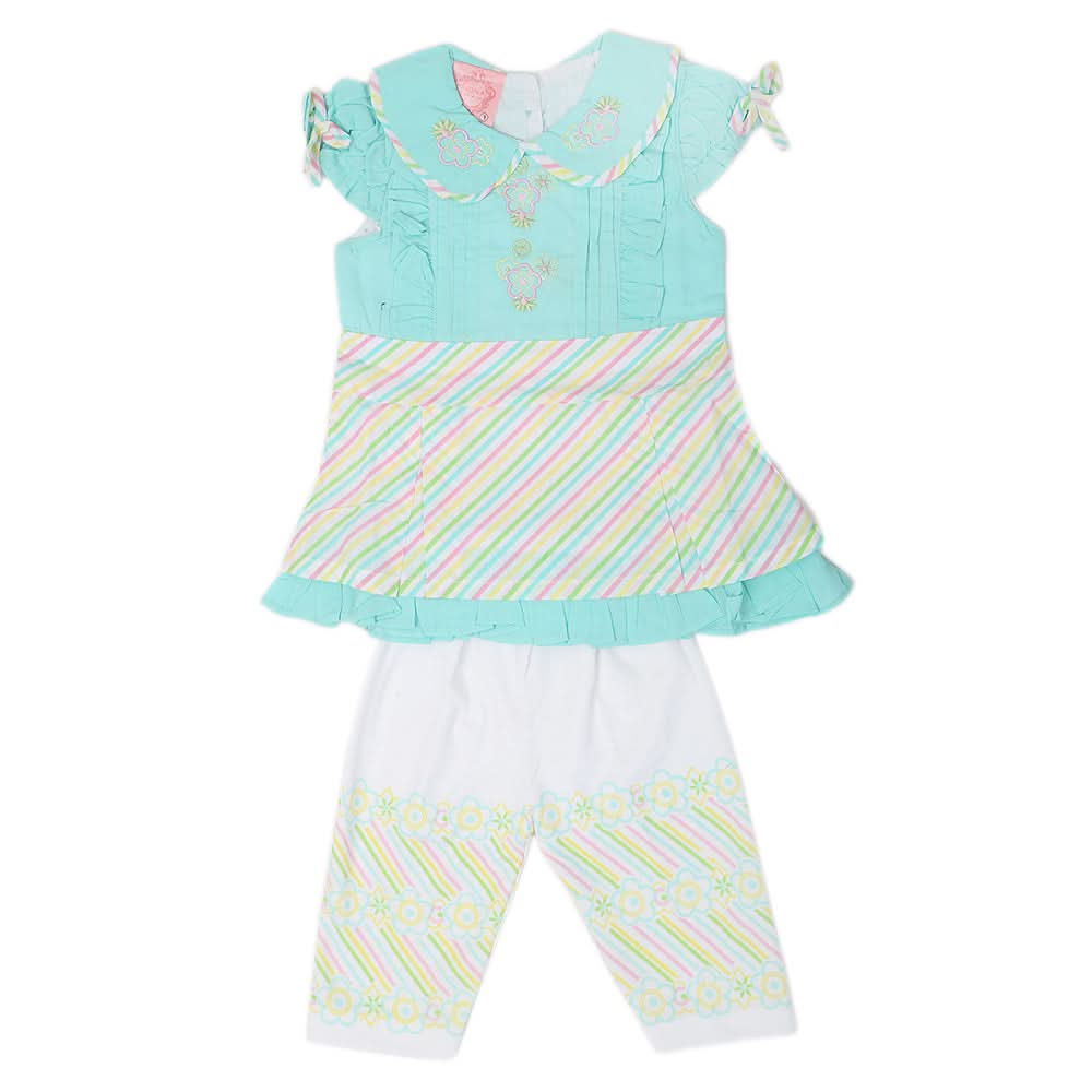 Newborn Girls Half Sleeves Suit - Cyan, Kids, Newborn Girls Sets And Suits, Chase Value, Chase Value