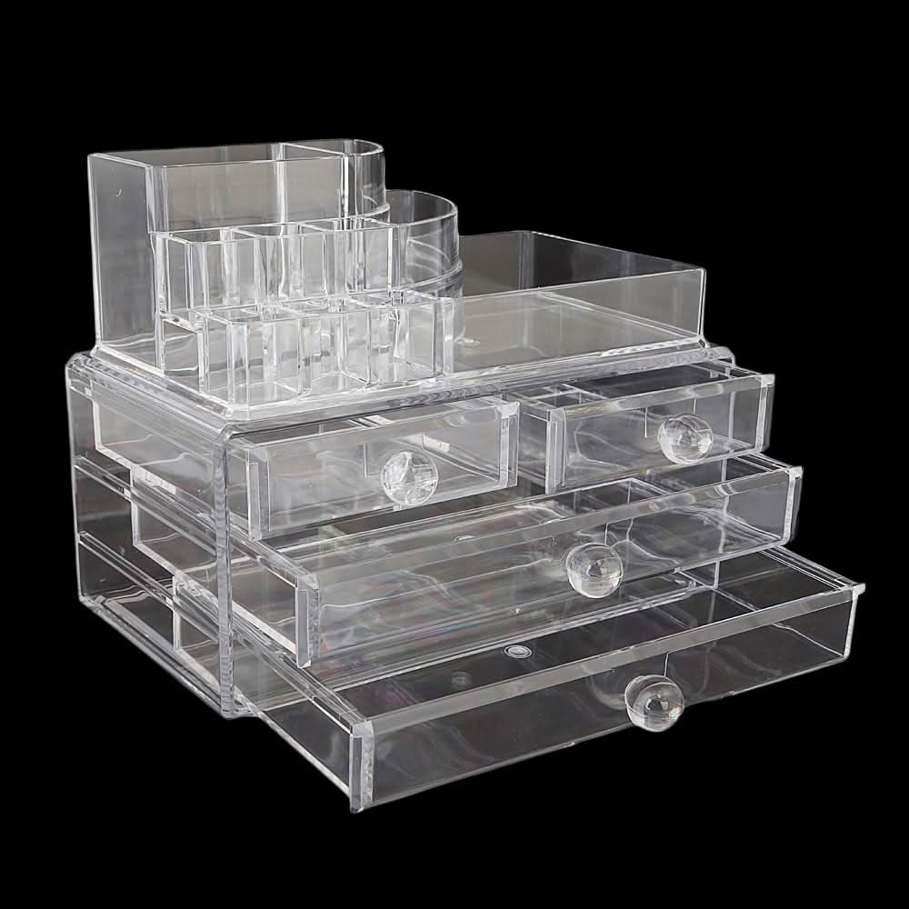 Acrylic Cosmetic Makeup Organizer Storage Box - White, Home & Lifestyle, Storage Boxes, Chase Value, Chase Value