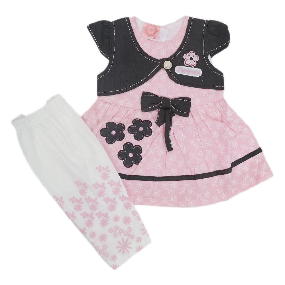 Newborn Girls Half Sleeves Suit - Pink, Kids, Newborn Girls Sets And Suits, Chase Value, Chase Value