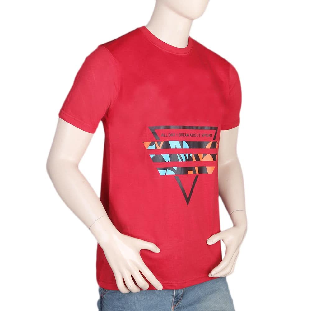 Men's Half Sleeves Round Neck T-Shirt - Red, Men, T-Shirts And Polos, Chase Value, Chase Value